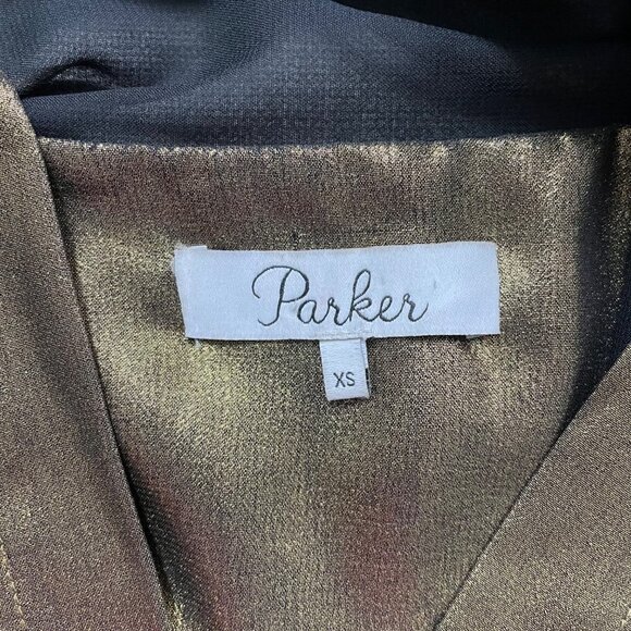 Parker Gold Metallic Draped Sleeveless Wrap Top Women's Size XS Holiday Party - Picture 3 of 7